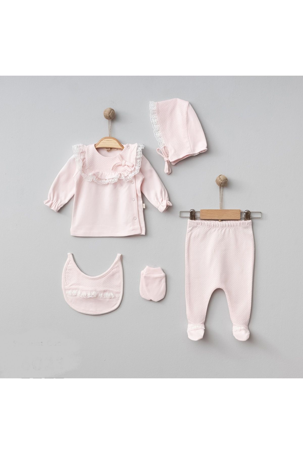 Mert Baby Bella 10'lu Organik Hastane Çıkış Seti Pembe %100 Pamuk Yenidoğan Kız Bebek fotoğrafı 3 (önizleme)