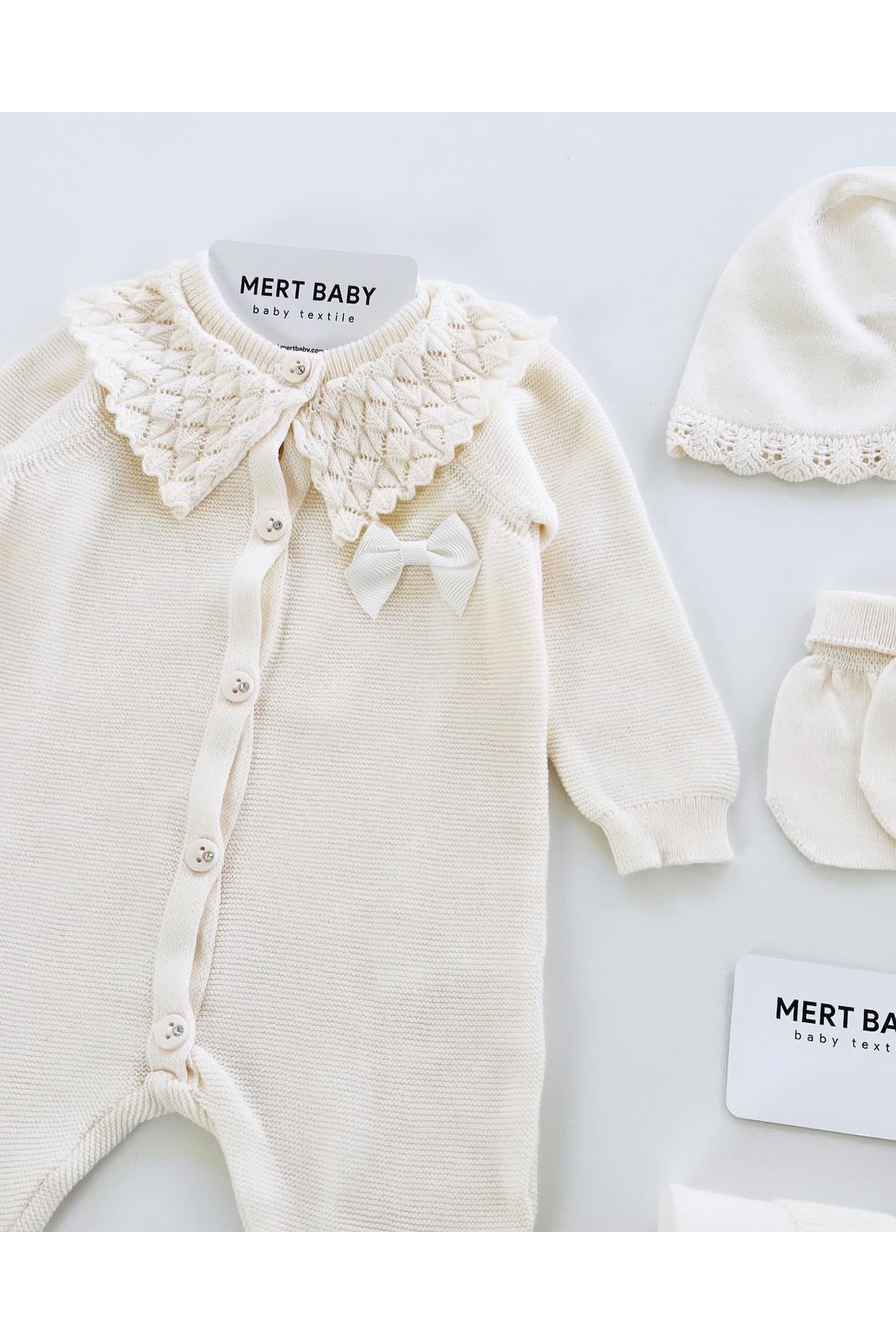 Mert Baby Luna Triko 5'li Organik Hastane Çıkış Seti %100 Pamuk Yenidoğan Üçgen Yaka Kız Bebek fotoğrafı 7 (önizleme)