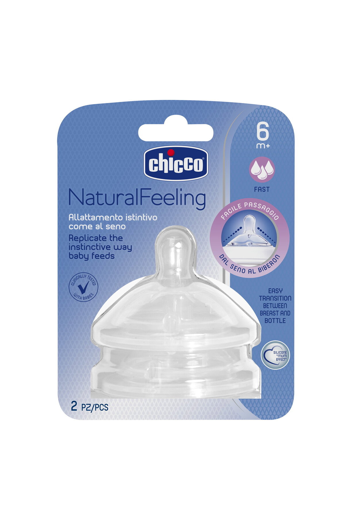 Chicco Natural Feeling Biberon Emziği 6 Ay Hızlı Akış 2 Li fotoğrafı 2 (önizleme)