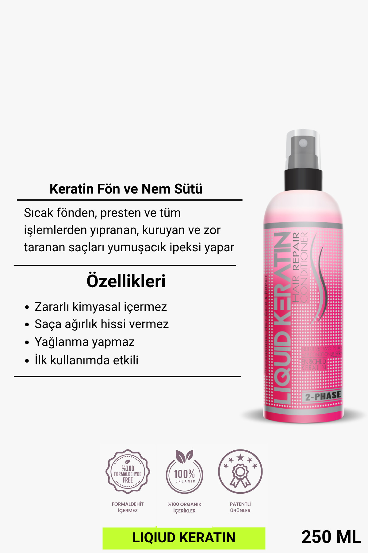 Keratin Fön Ve Nem Sütü Çilekli (250 ML) — KRF100-YHB — تصویر 2 از 5