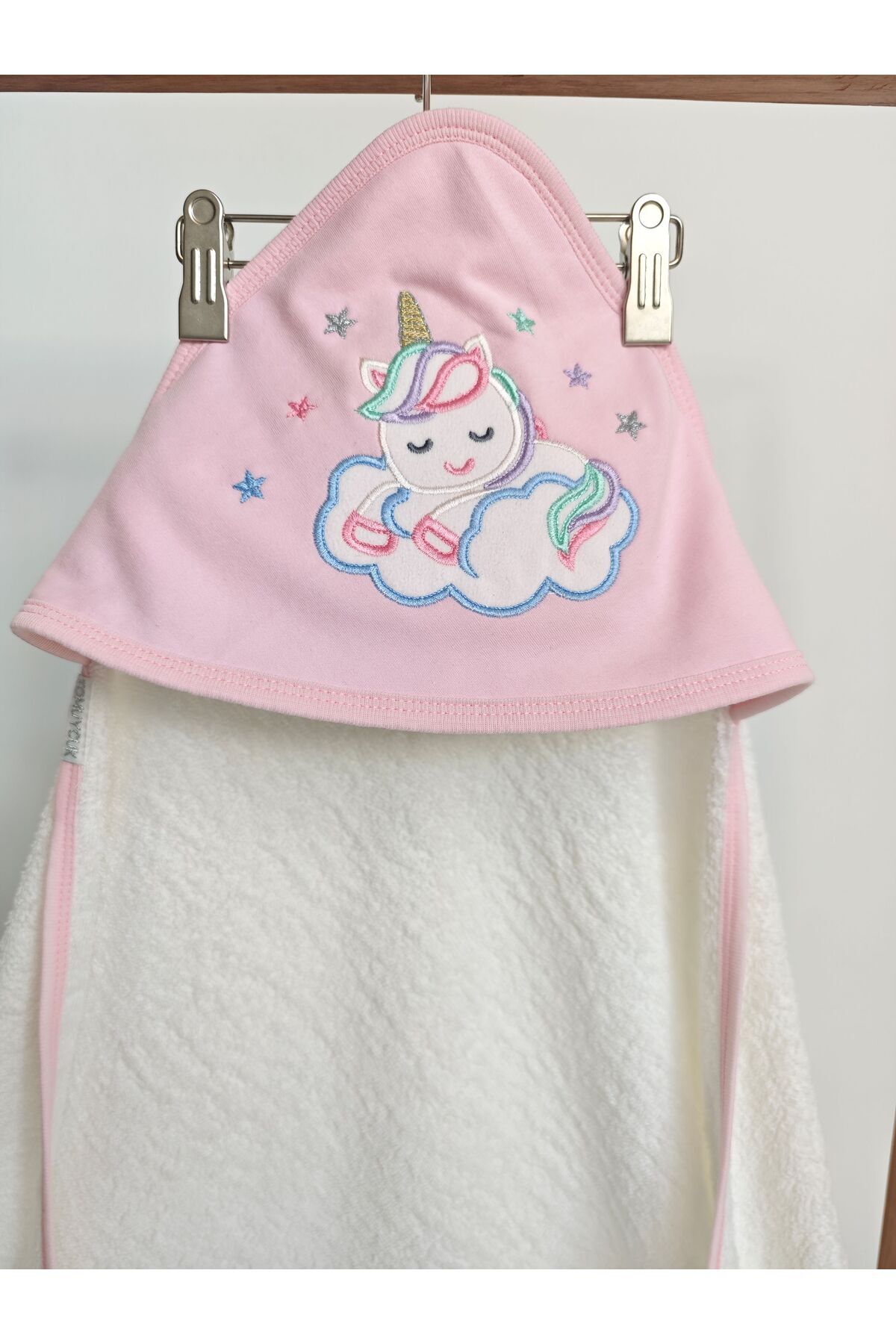 Tomuycuk %100 Pamuklu Başlıklı & Unicorn Nakışlı Bebek Banyo Havlusu- Yumuşak & Su Emici Havlu Hediyelik fotoğrafı 5 (önizleme)