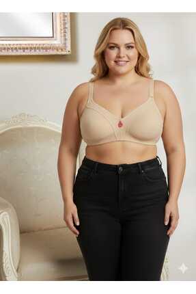 wear treasure Kadın Büyük Beden Sütyen C Cup Pamuklu Toparlayıcı Penye Sütyen