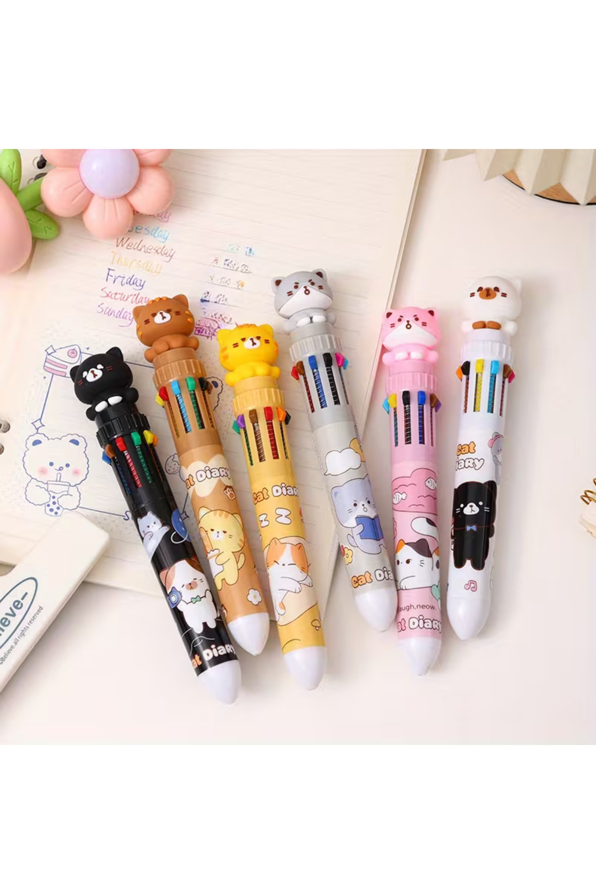 Cute Cat 10 Color Multiple Ballpoint Pens 1pc