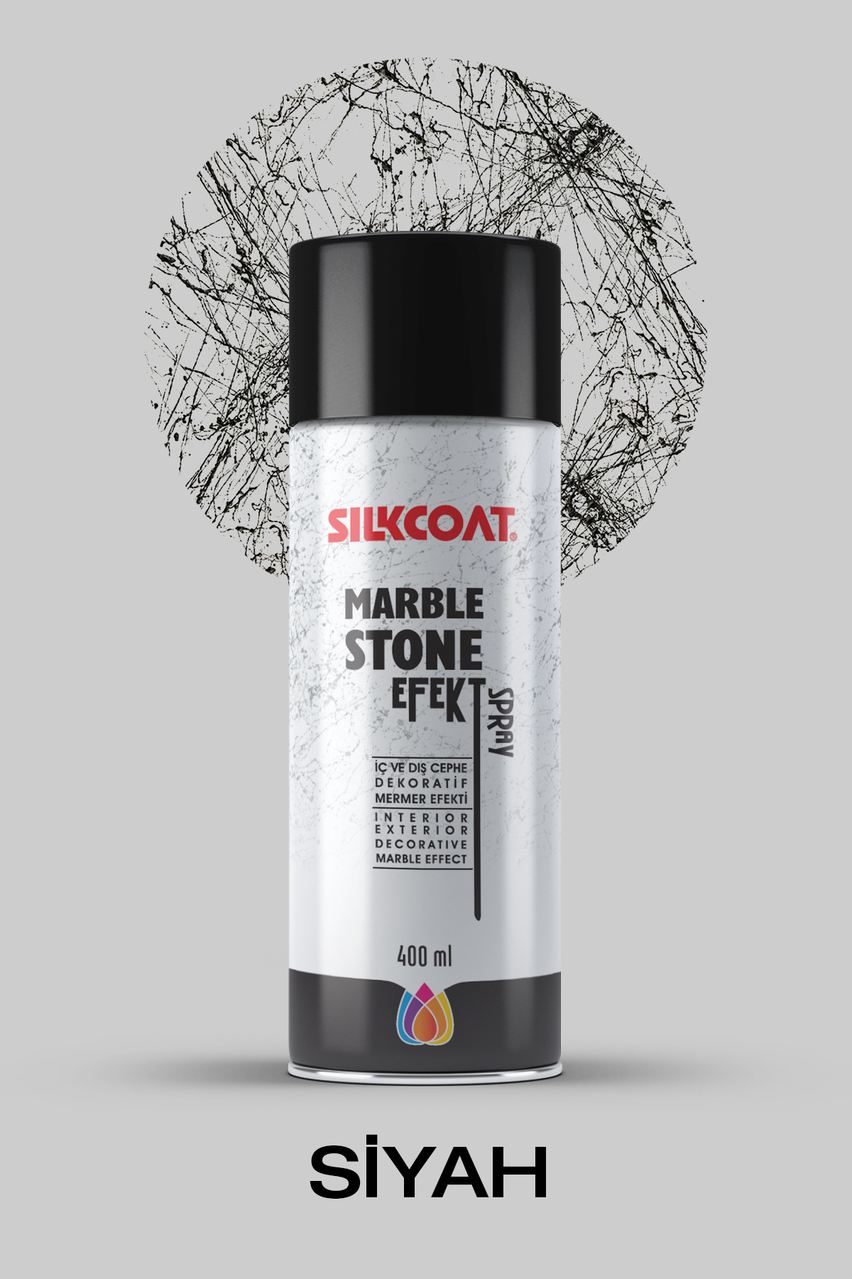Marble Stone Spray - Interior & Exterior Spray Paint with Marble and Web Effect - Black - 400 ml