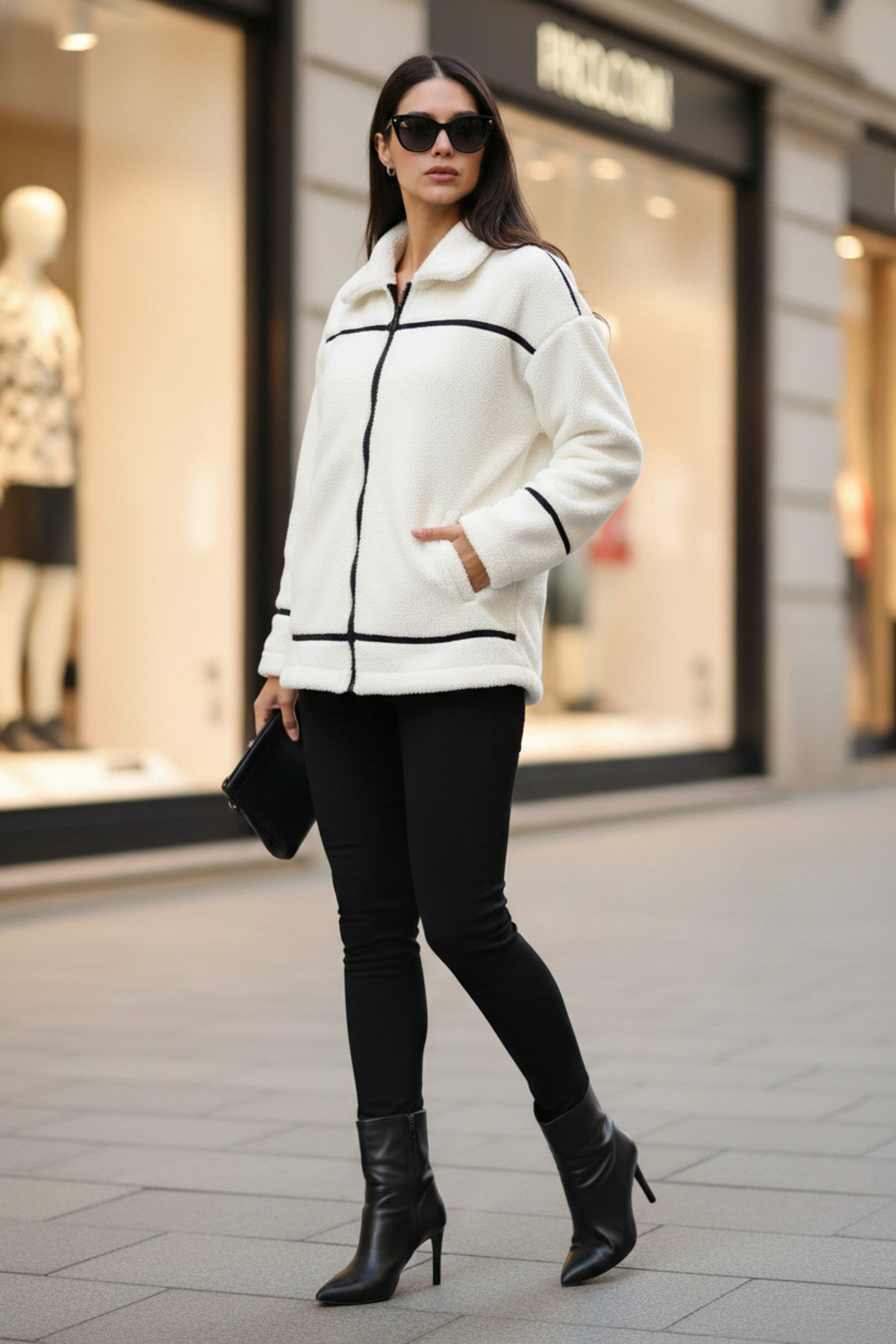 Scorp  Shine Casual Kadın Peluş Mont Ekru - Görsel 3