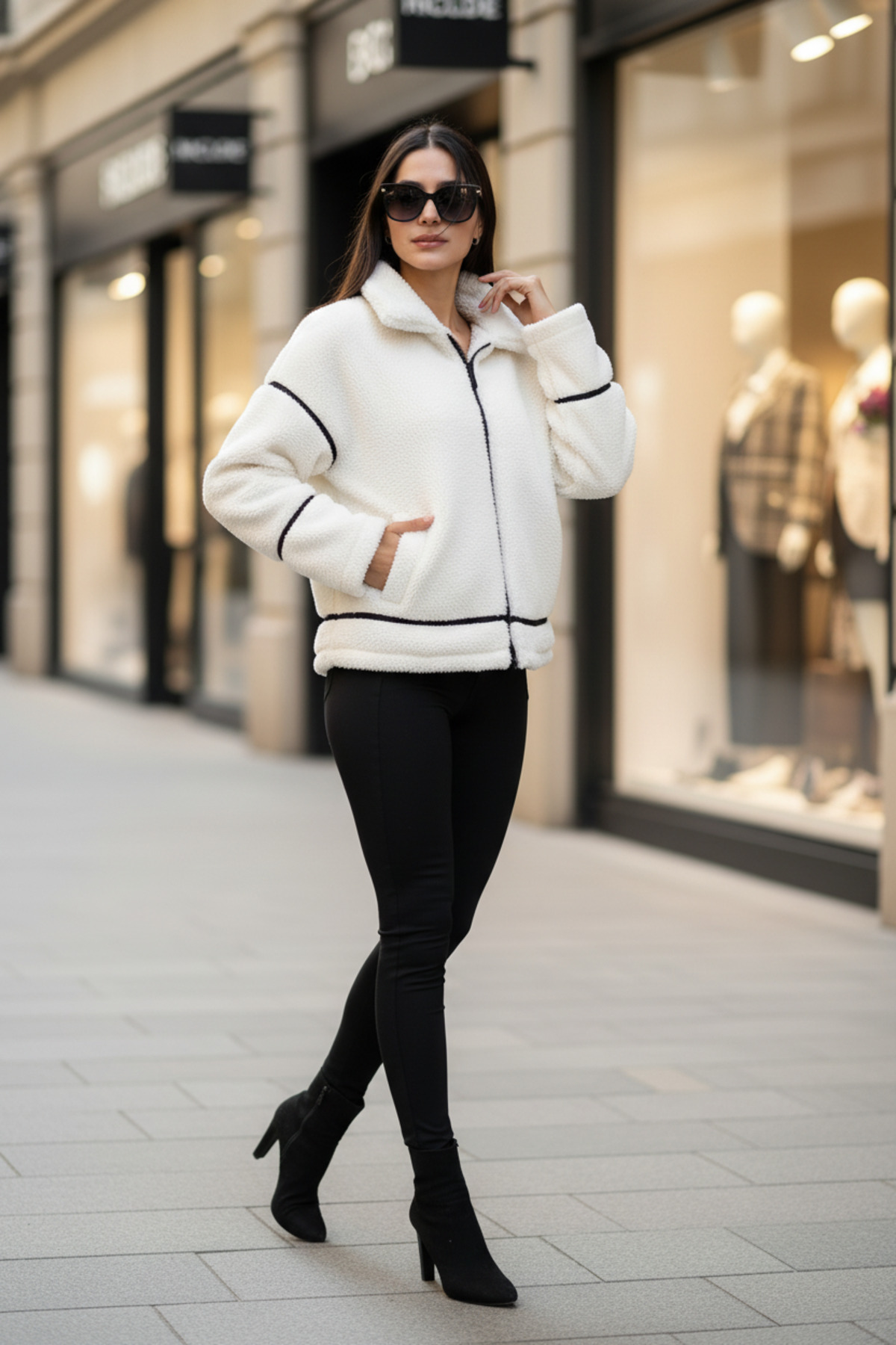 Scorp  Shine Casual Kadın Peluş Mont Ekru - Görsel 2