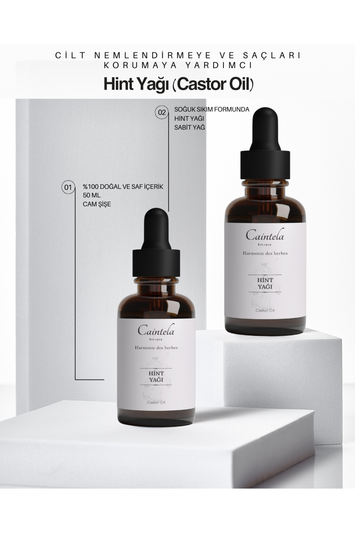 Hint Yağı (Castor Oil) 50 ML %100 Doğal Saf — Ctl122 — تصویر 3 از 9