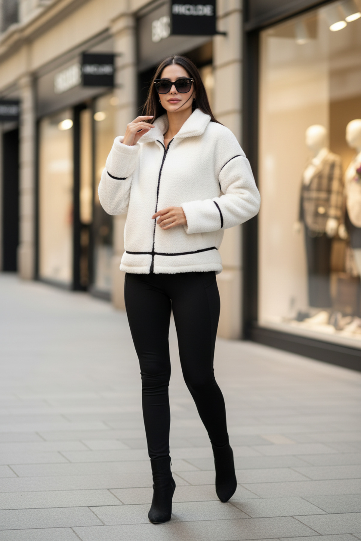 Scorp  Shine Casual Kadın Peluş Mont Ekru - Görsel 6