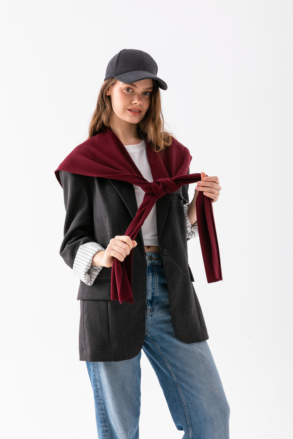 Wega Moda  Kare Parçalı Patchwork Atkı - Spor Triko Örme Omuz Atkısı | Unisex Boho Şal - Atkı - Görsel 7