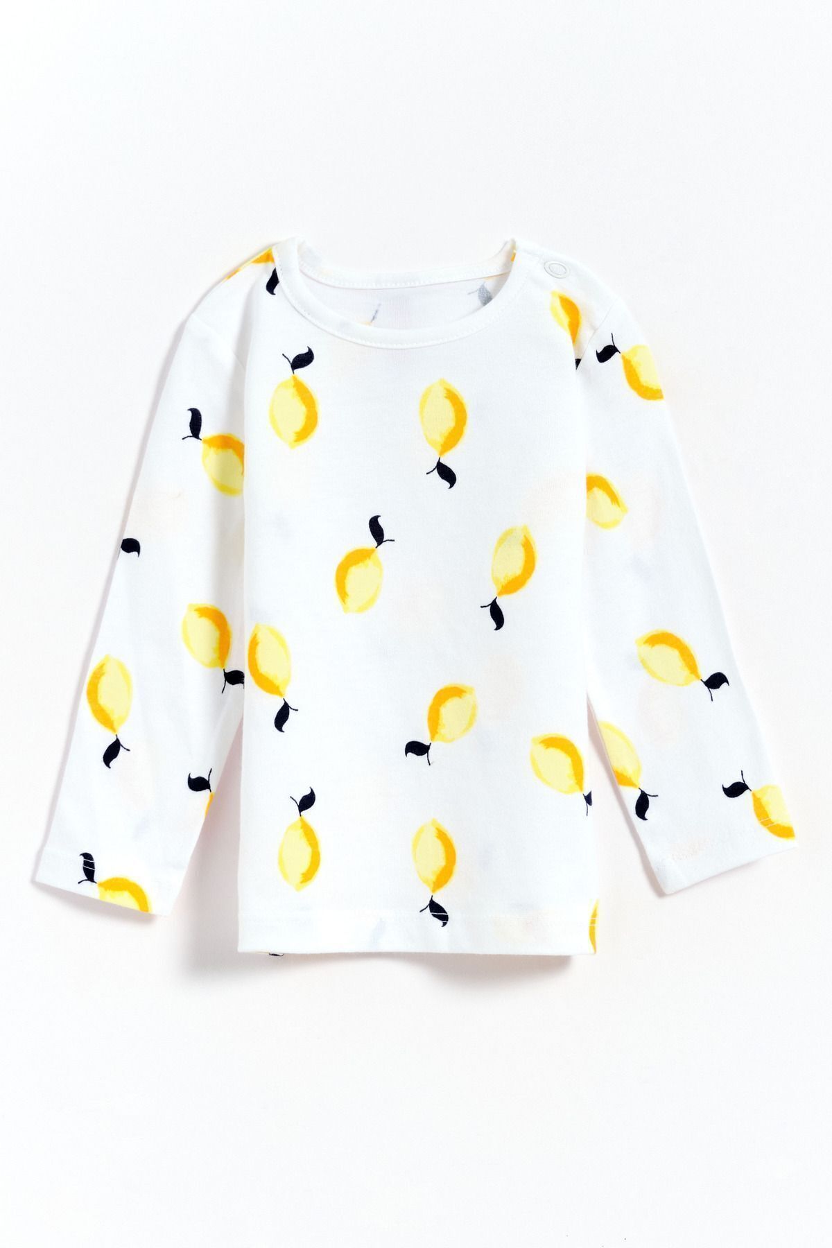 Kyron %100 Pamuk Limon Baskılı Bisiklet Yaka Kız Çocuk Tişört - Beyaz fotoğrafı 4 (önizleme)