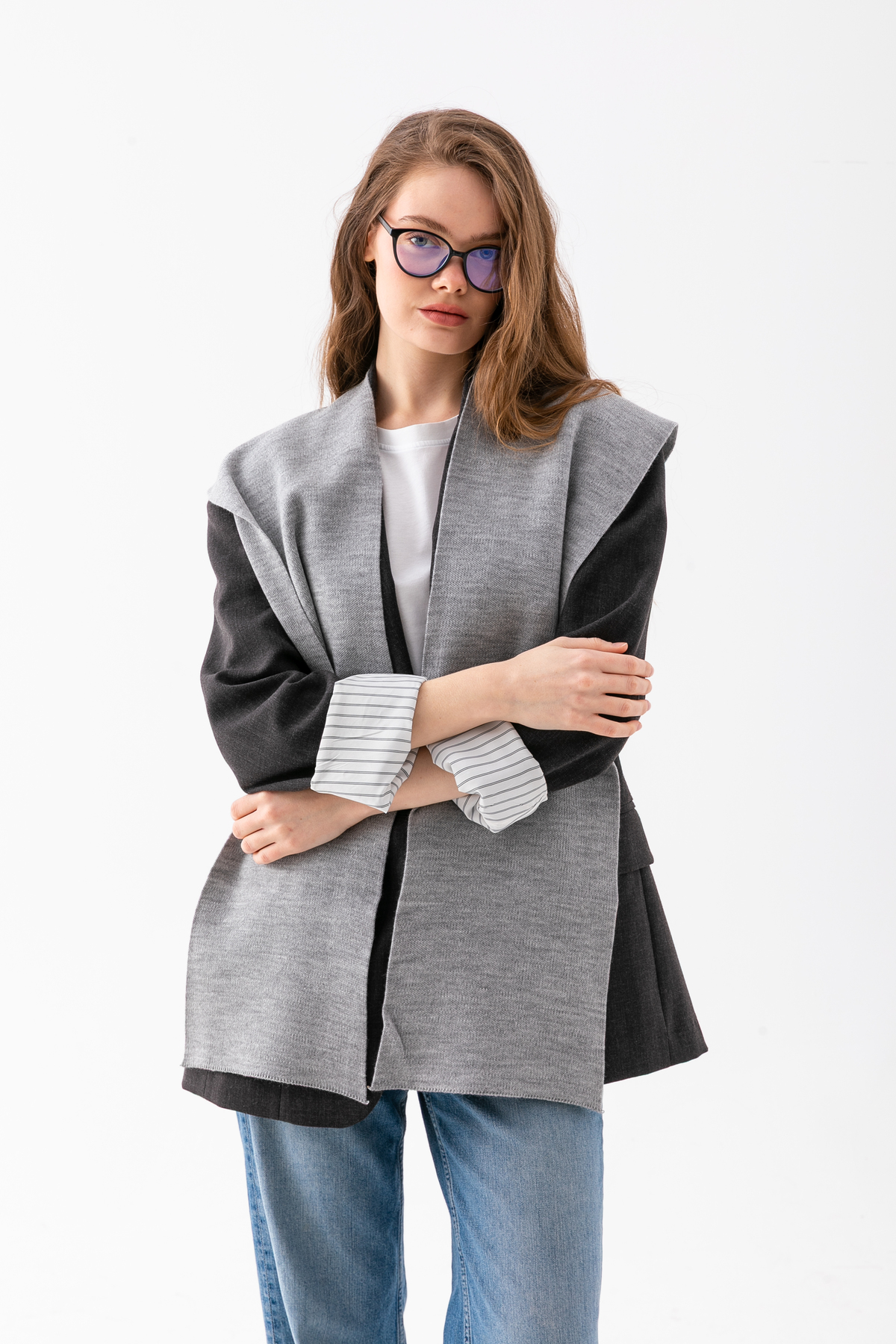 Wega Moda Kare Parçalı Patchwork Atkı - Spor Triko Örme Omuz Atkısı | Unisex Boho Şal - Atkı görsel 4