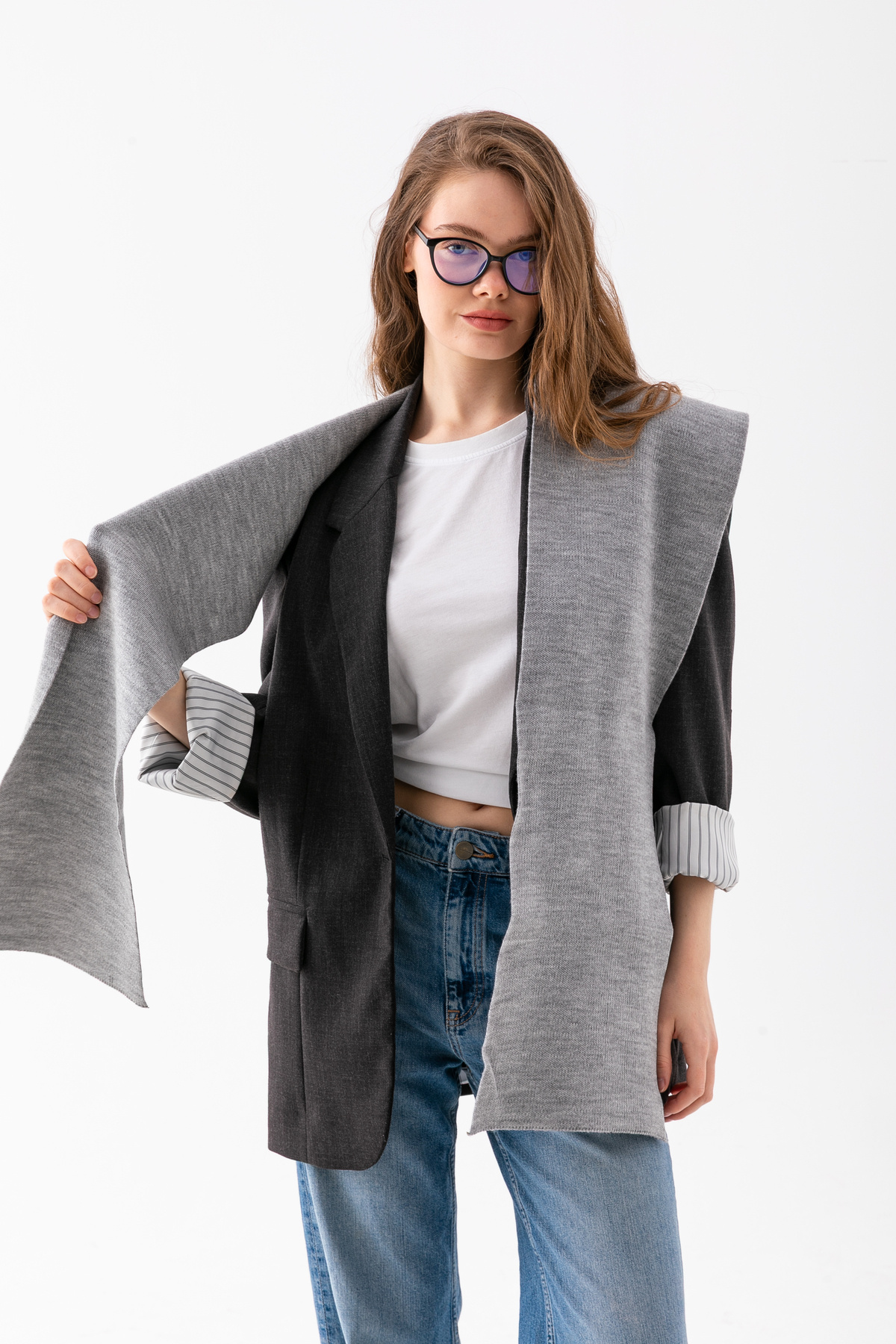 Wega Moda Kare Parçalı Patchwork Atkı - Spor Triko Örme Omuz Atkısı | Unisex Boho Şal - Atkı görsel 5