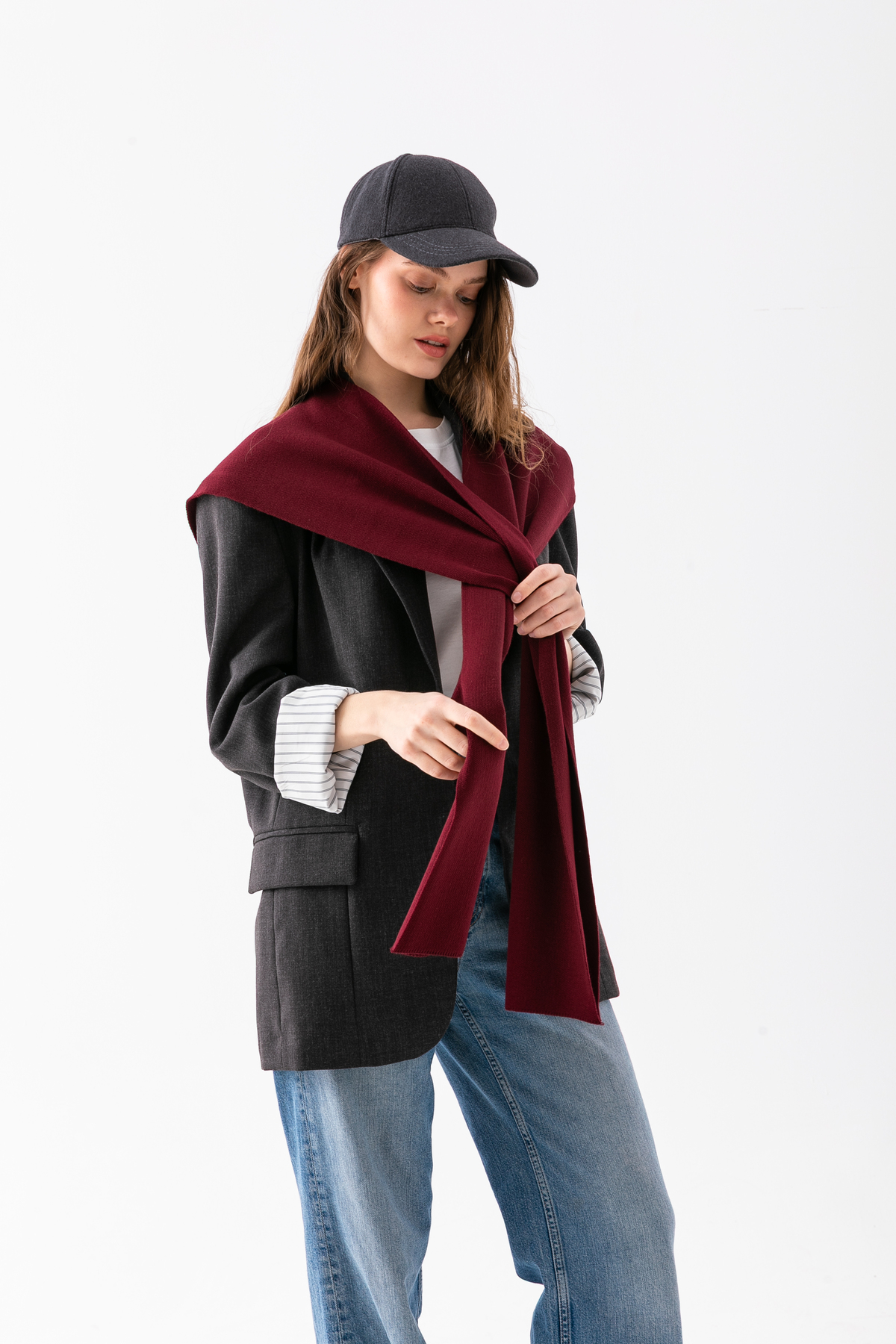 Wega Moda  Kare Parçalı Patchwork Atkı - Spor Triko Örme Omuz Atkısı | Unisex Boho Şal - Atkı - Görsel 6