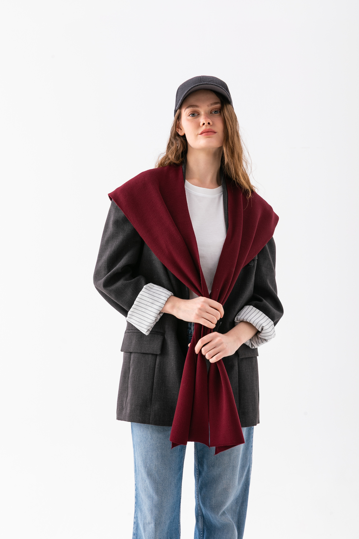 Wega Moda  Kare Parçalı Patchwork Atkı - Spor Triko Örme Omuz Atkısı | Unisex Boho Şal - Atkı - Görsel 3