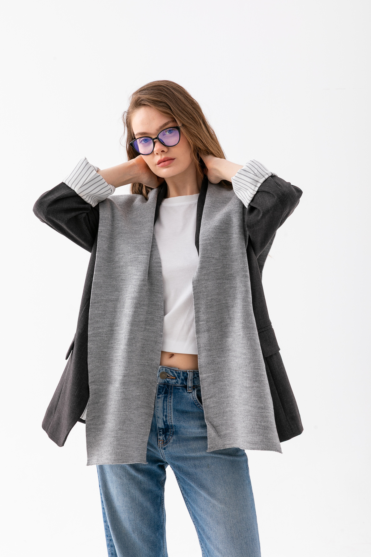 Wega Moda Kare Parçalı Patchwork Atkı - Spor Triko Örme Omuz Atkısı | Unisex Boho Şal - Atkı görsel 7