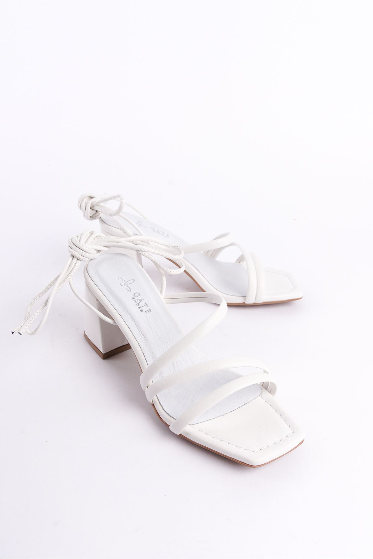 Gate  Çıkarılabilir Ipli Ister Sandalet Ister Terlik Kullanım Hakiki Deri Astar Kadın Sandalet - Beyaz - Görsel 6