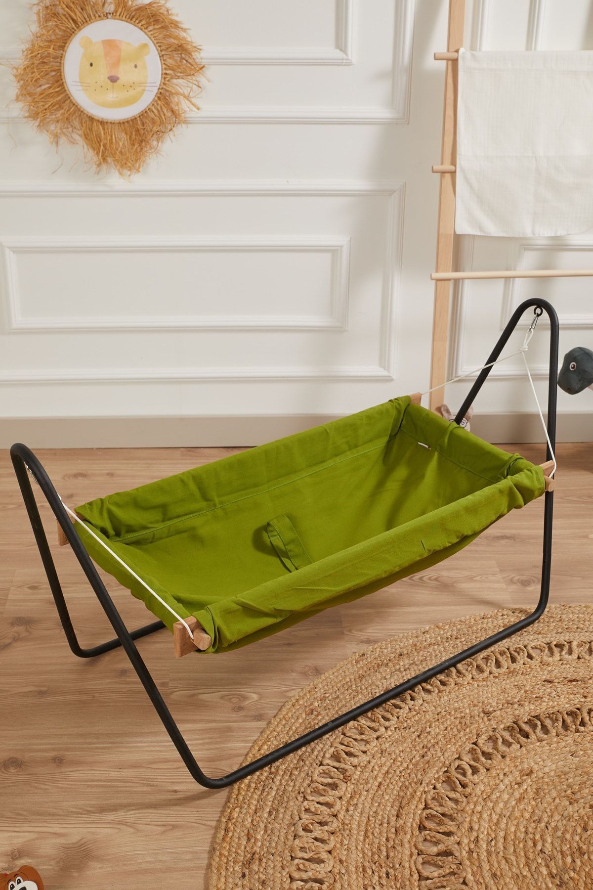 Svava Ahşap Bebek Hamak Beşik Portatif Hamak Beşik (Yeşil) fotoğrafı 2 (önizleme)