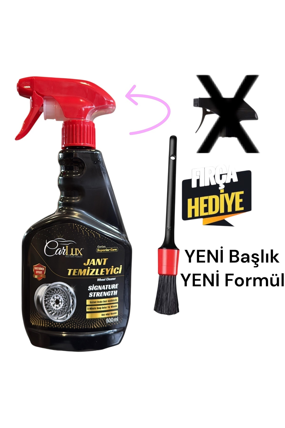 carlux auto care products Carlux Jant Temizleyici 500 m— Asit İçermez, Fren Tozu & Kir Sökücü + Detay Fırça HediyeliY