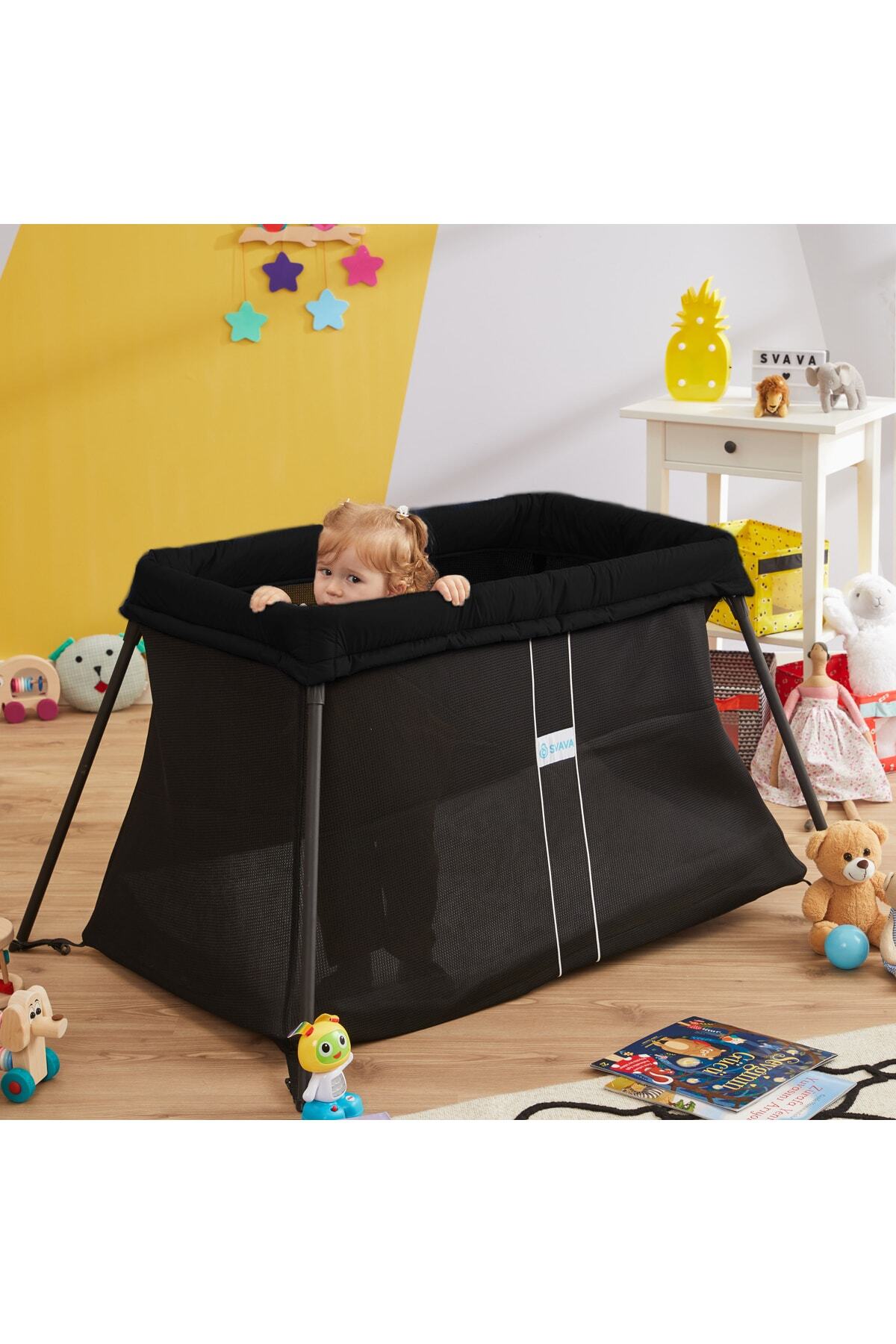 Svava Katlanabilir Seyahat Çocuk Park Yatağı Beşik Ve Bebek Oyun Parkı (SİYAH) fotoğrafı 4 (önizleme)