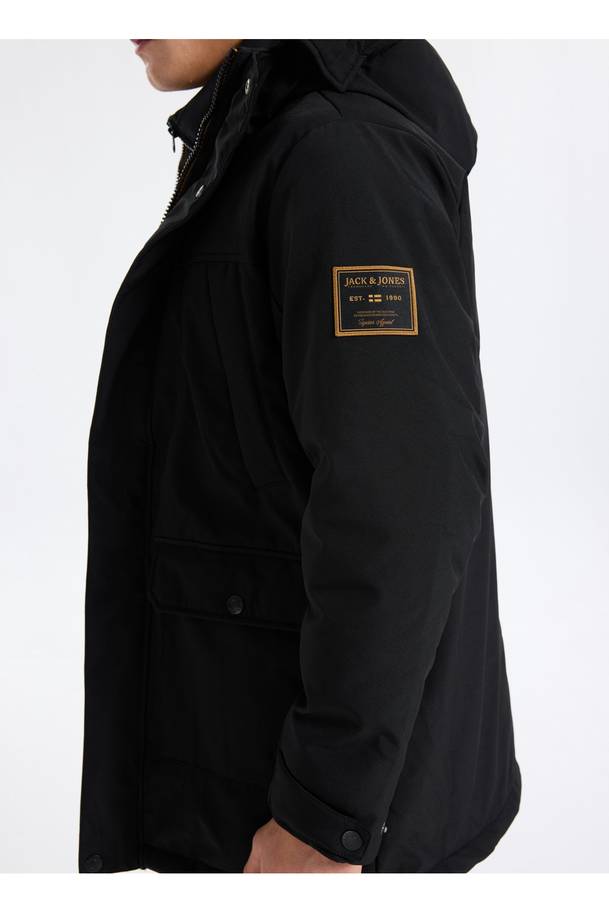Jack & Jones Siyah Erkek Mont 12279243_JJFINN SOFTSHELL PARKA görsel 5