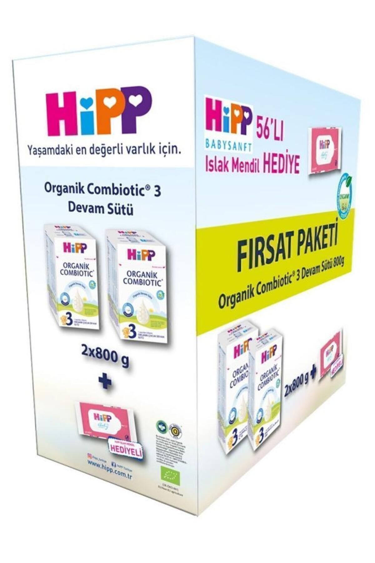 Hipp 3 Organik Devam Sütü Combiotic 800grx2 Adet (Islak Mendil Hediye) fotoğrafı 2 (önizleme)