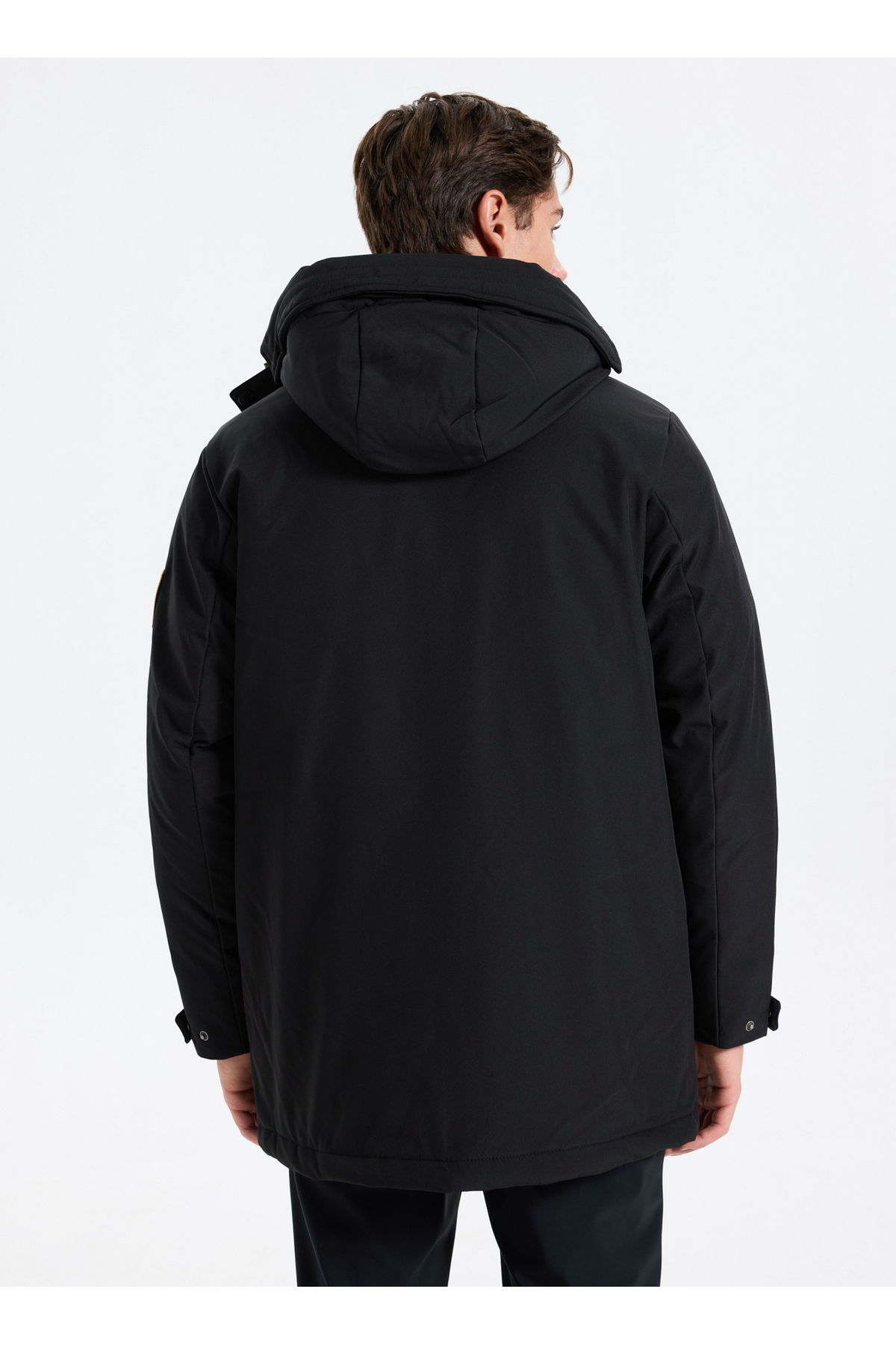 Jack & Jones Siyah Erkek Mont 12279243_JJFINN SOFTSHELL PARKA görsel 6