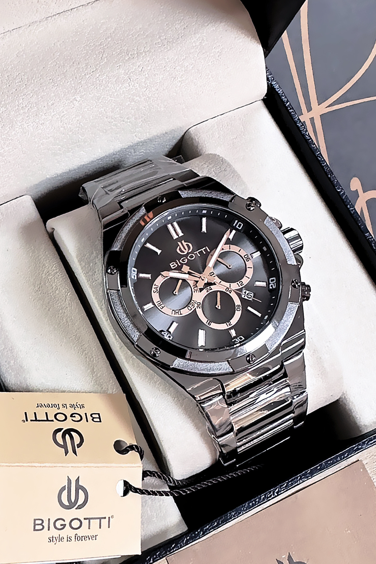 ساعت مچی مردانه فول استیل دو رنگ هدیه Elg1056