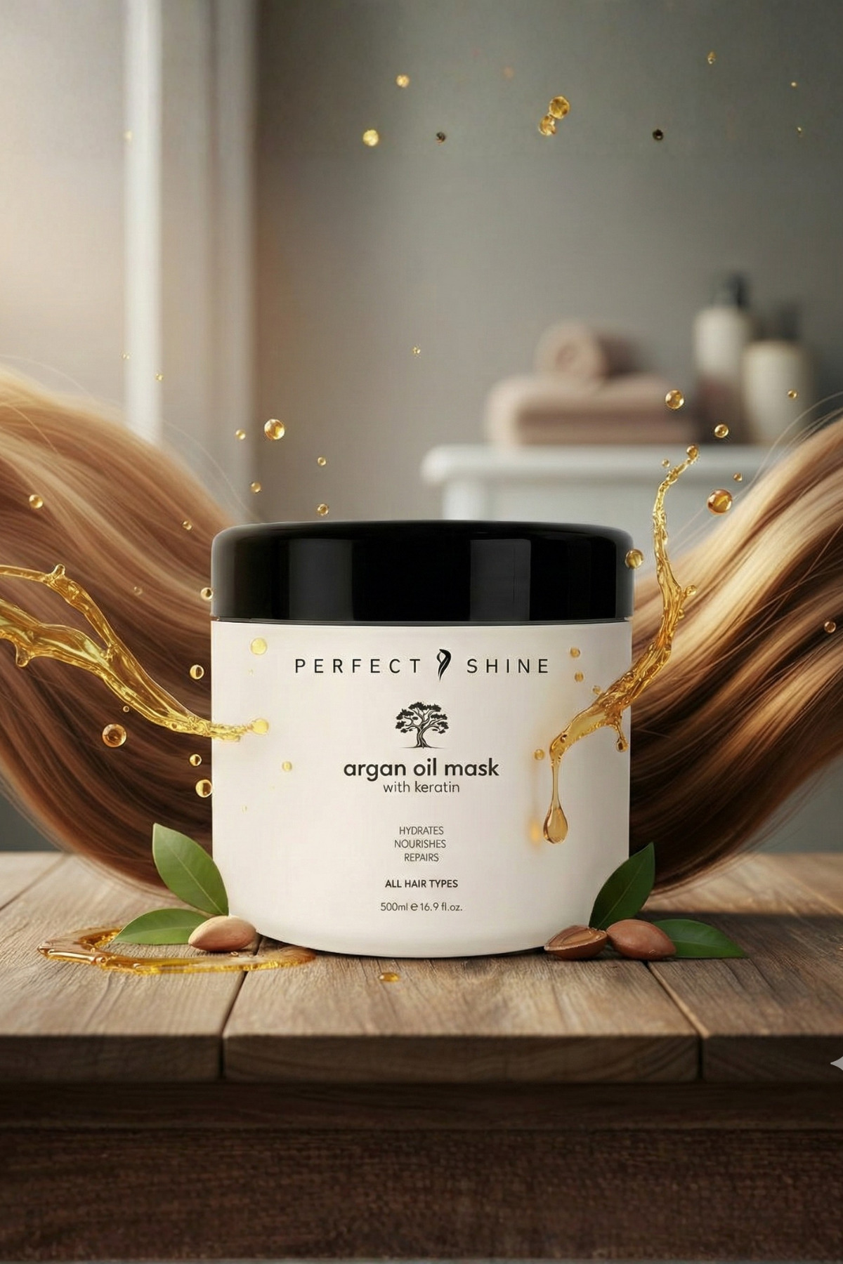 PERFECT SHINE ماسک مو مغذی و ترمیمکننده عمیق با روغن آرگان، کراتین و پروتئین ابریشم 500ml — PRA-11834755-8107