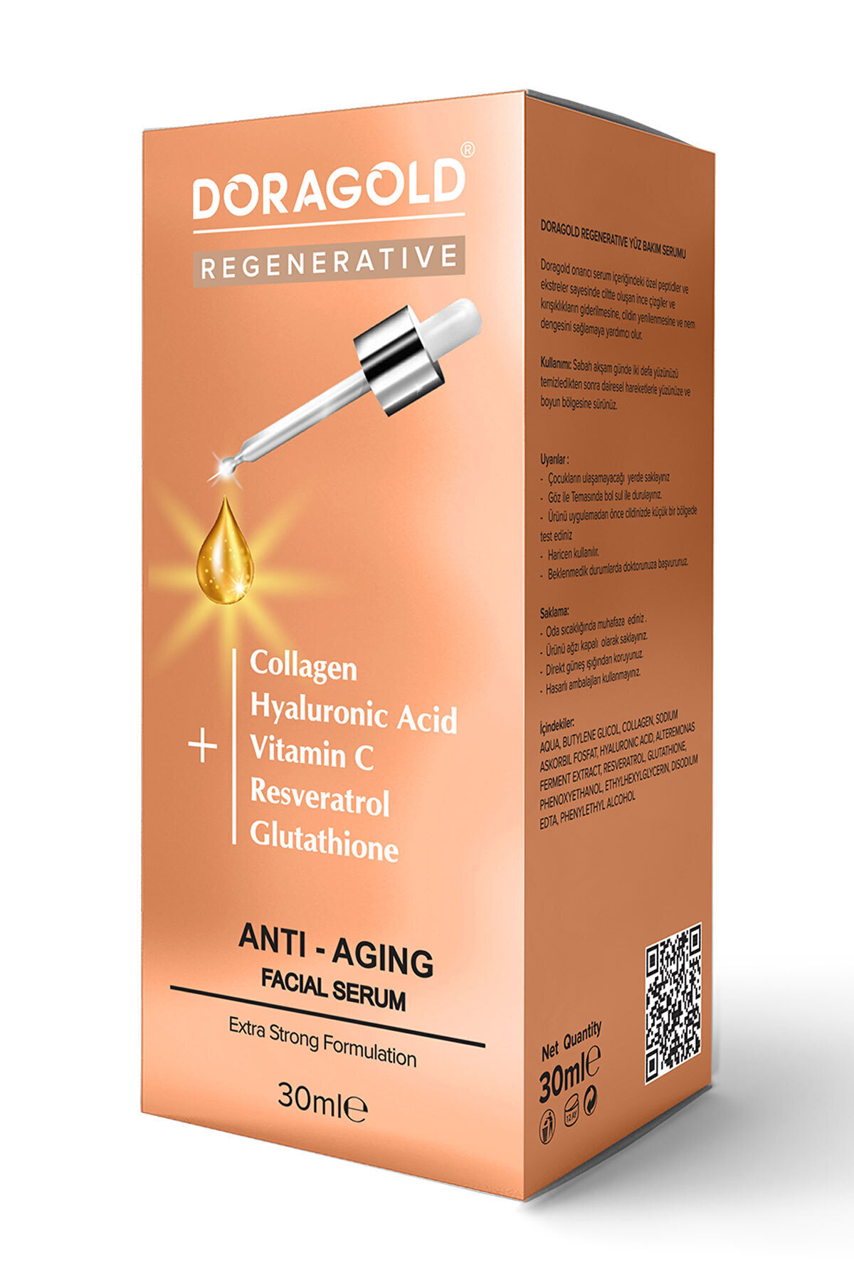 Yaşlanma Kırışıklık Leke Karşıtı Resveratrol Glutatyon C Vitamini Hyalüronik Asit Kolajen Serum 30ml — DG-S411 — تصویر 3 از 8