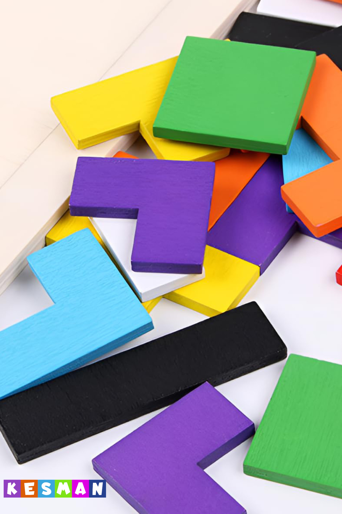 Kesman Kitap Montessori Ahşap Tetris & Blok Puzzle Zeka Oyuncağı Seti fotoğrafı 2 (önizleme)