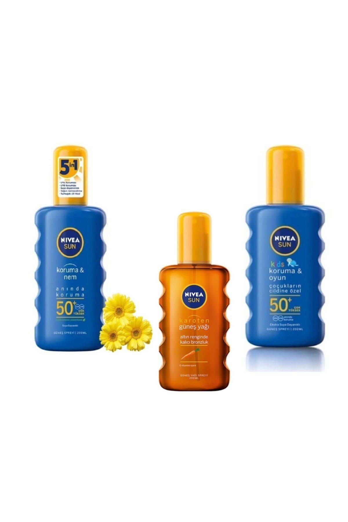 NIVEA Sun Güneş Kremi 3'lü Set - Yetişkin 50 Faktör - Çocuk 50 Faktör-karoten Bronzluk 6 Faktör — nivea-sun-3lüset