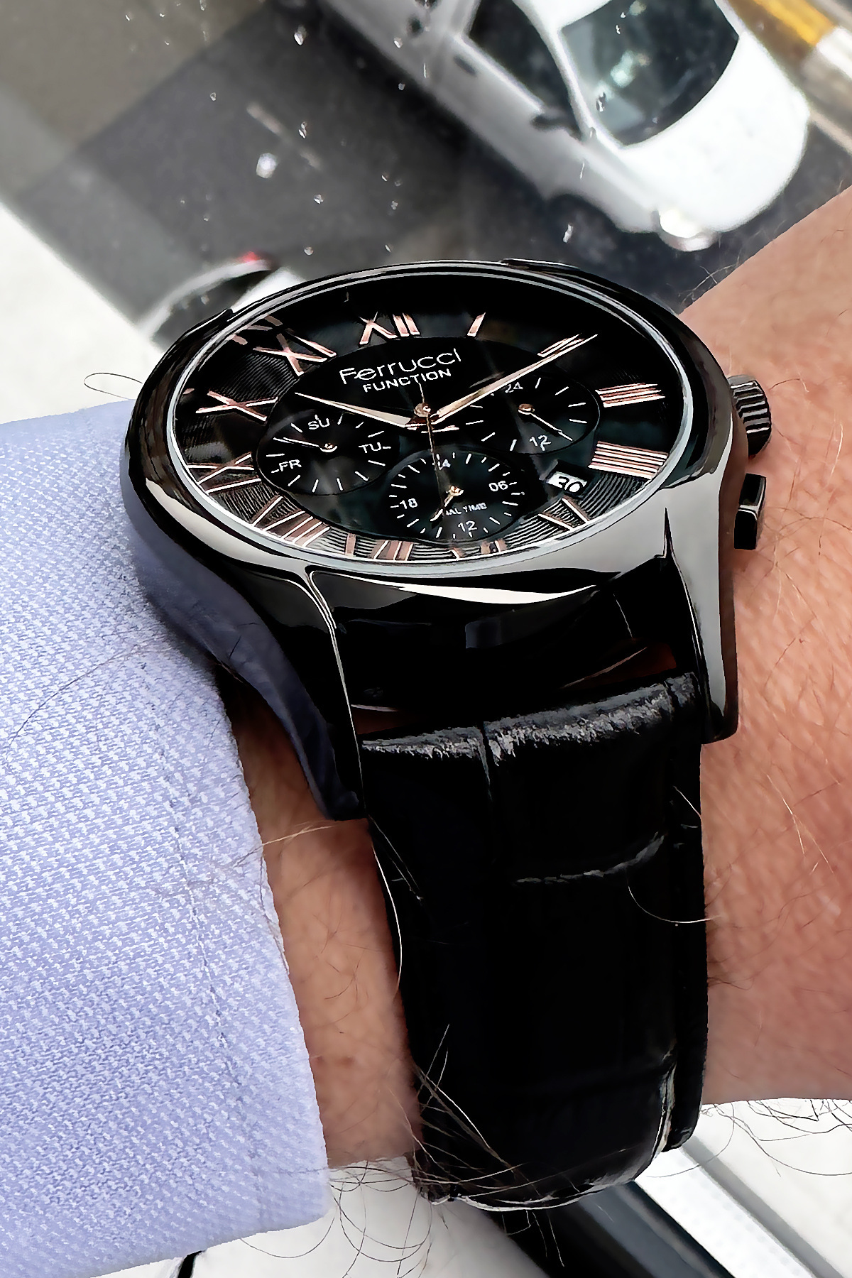 ساعت مچی مردانه مدل Function، ضدآب تا عمق ۳ اتمسفر، بند چرمی آبی دریایی، مدل Cbk597