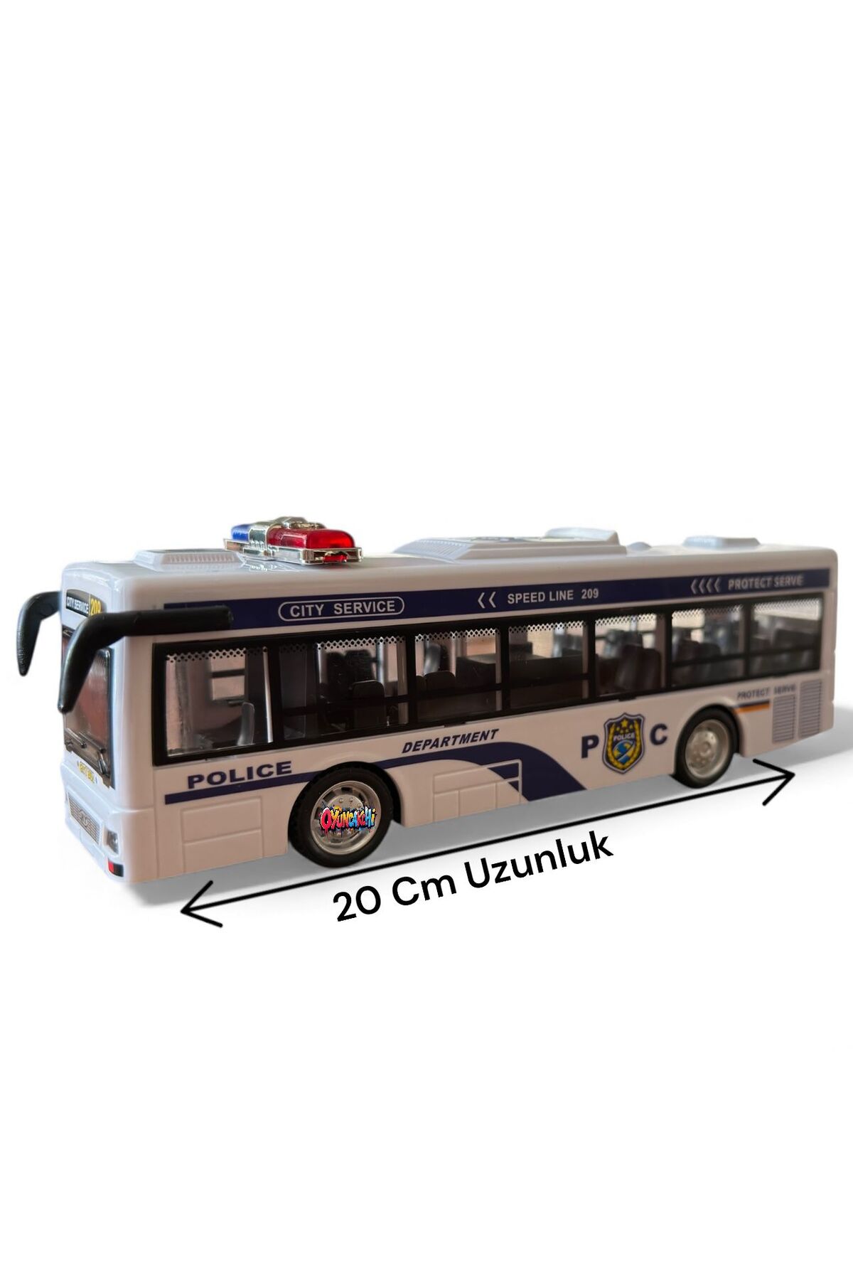 toysandmore 155 Polis Otobüs Oyuncak Işıklı Siren Sesli 20 Cm