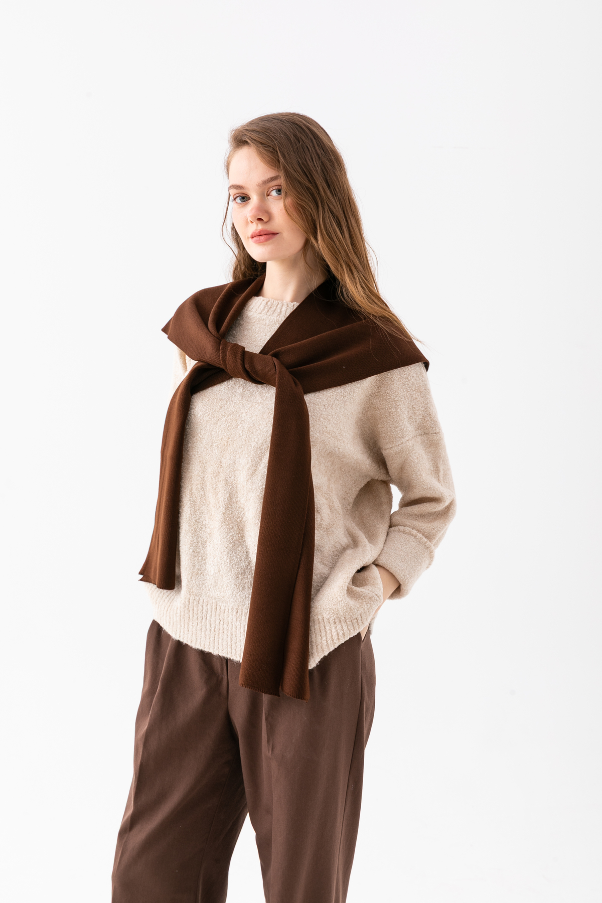 Wega Moda  Kare Parçalı Patchwork Atkı - Spor Triko Örme Omuz Atkısı | Unisex Boho Şal - Atkı - Görsel 6