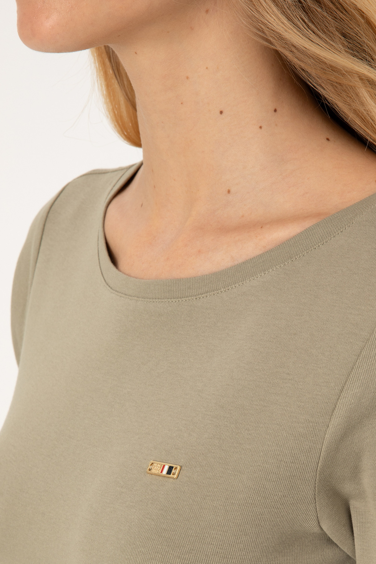 U.S. Polo Assn.  Kadın Açık Haki Slim Bisiklet Yaka Basic Sweatshırt 50315419-VR183 - Görsel 7