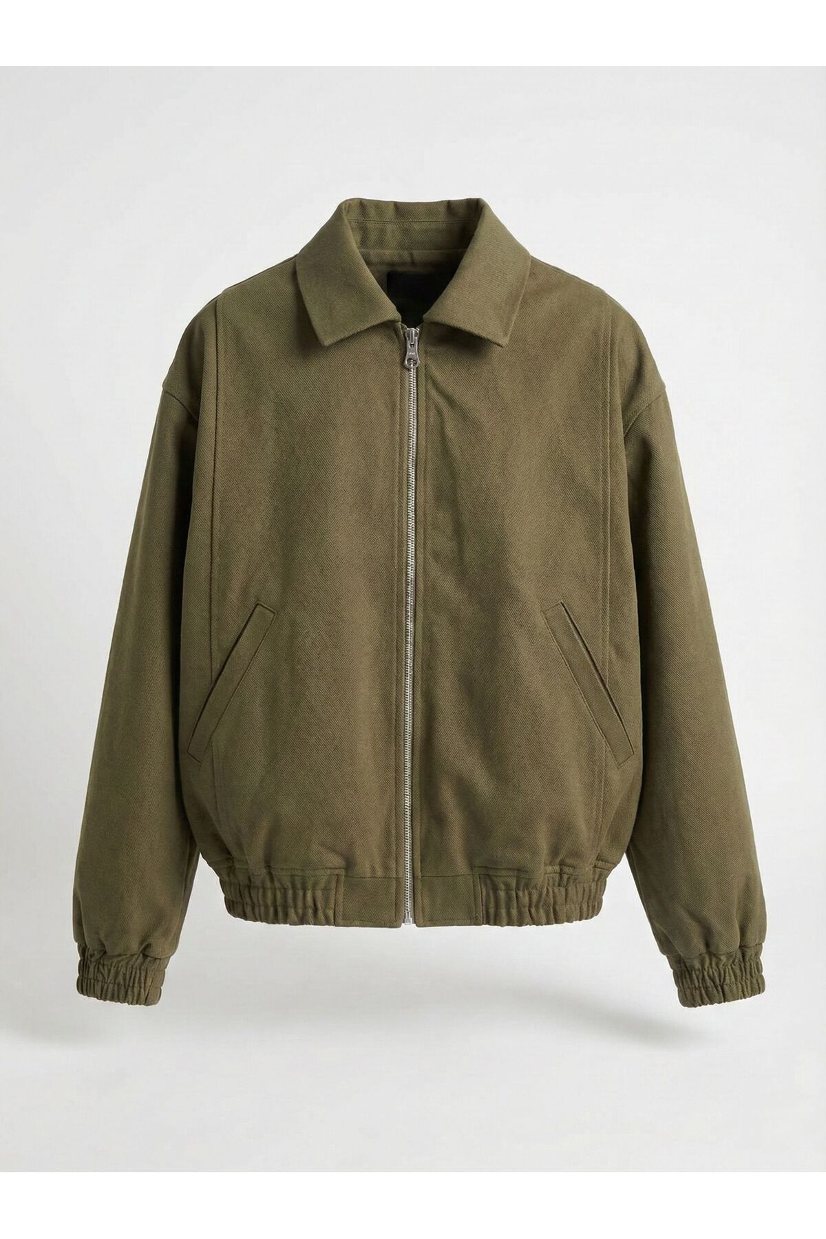 Ceylen Erkek Oversize Pamuklu Gabardin Klasik Yaka Fermuarlı Casual Ceket Mont görsel 3