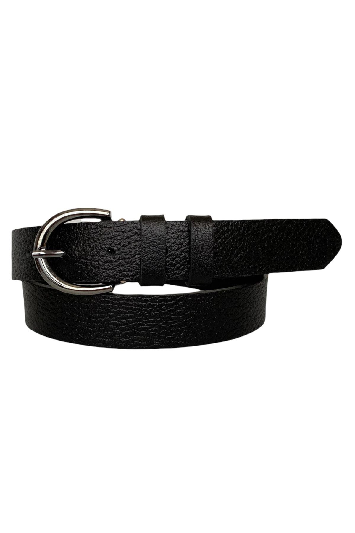 100% Genuine Leather Black Printed Slim Women's Belt with Nickel Buckle, 3cm= 3cm-kdn-03