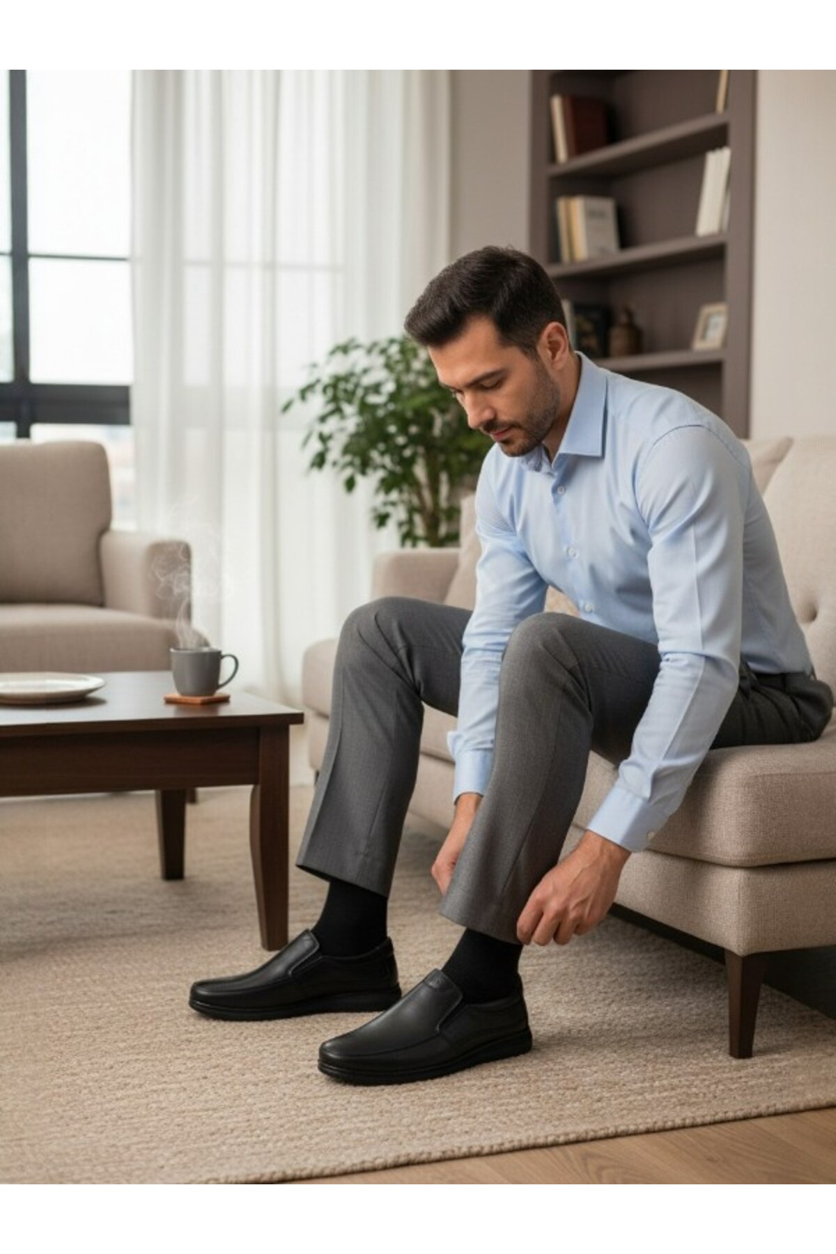 MAGIC SHOES Hakiki Deri Günlük Ortopedik İç tabanlı Mevsimlik Baba Ayakkabısı görsel 7