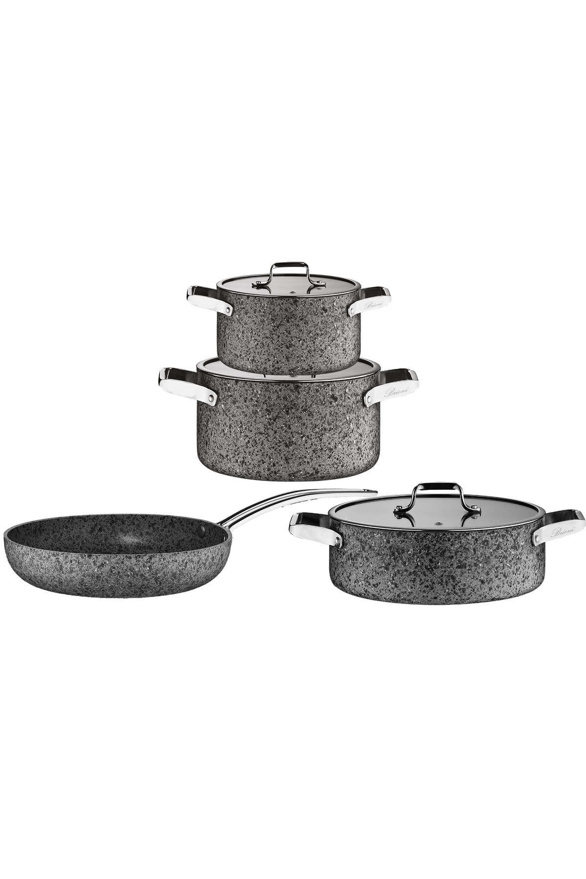Brioni Stone-Age 7 Parça Çizilmez Yanmaz Yapışmaz Indüksiyonlu Tencere Seti