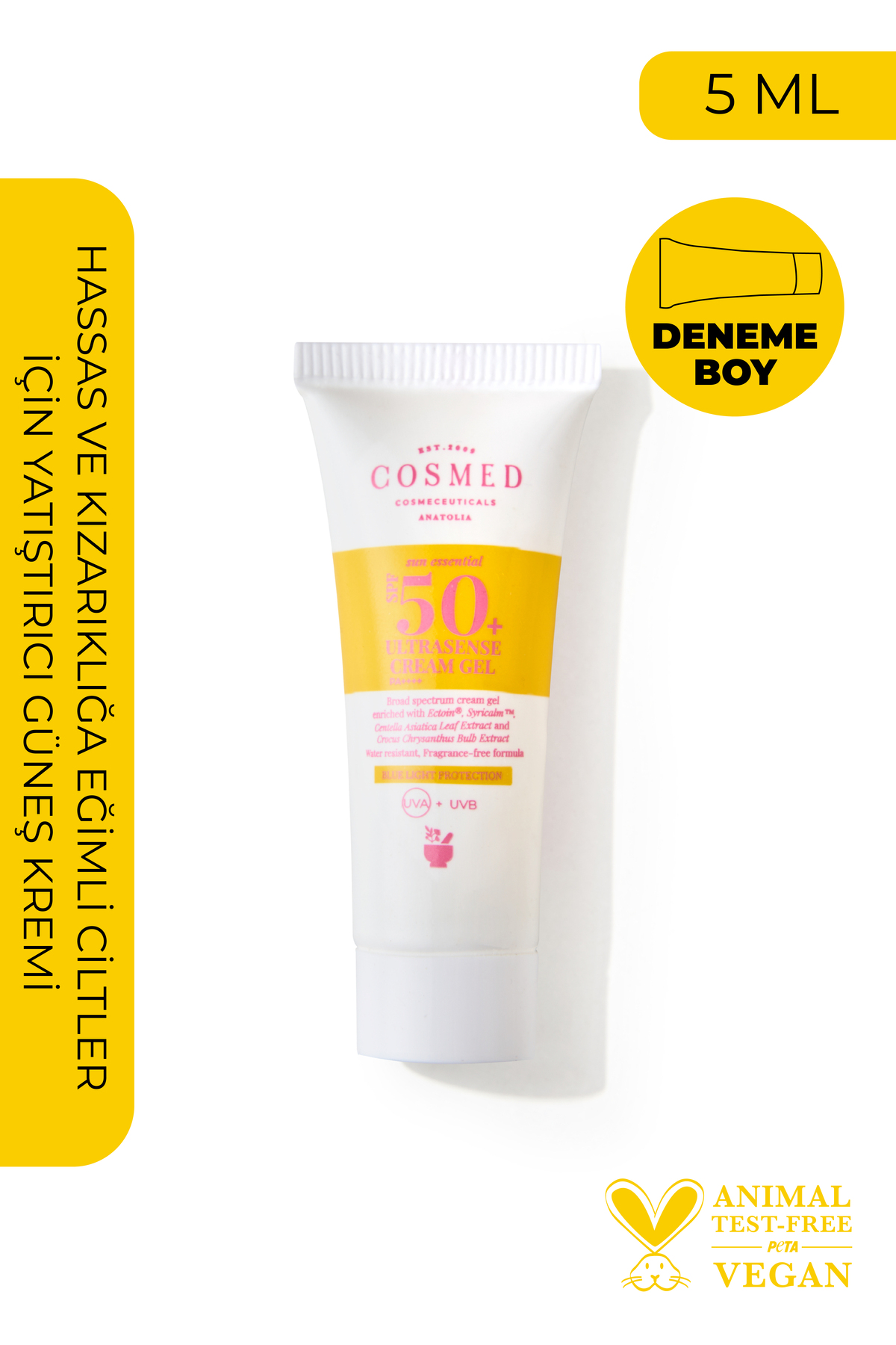 COSMED Hassas ve Kızarıklığa Eğilimli Ciltler için SPF50+ Yatıştırıcı Güneş Kremi/ULTRASENSE CREAM GEL — 20905T