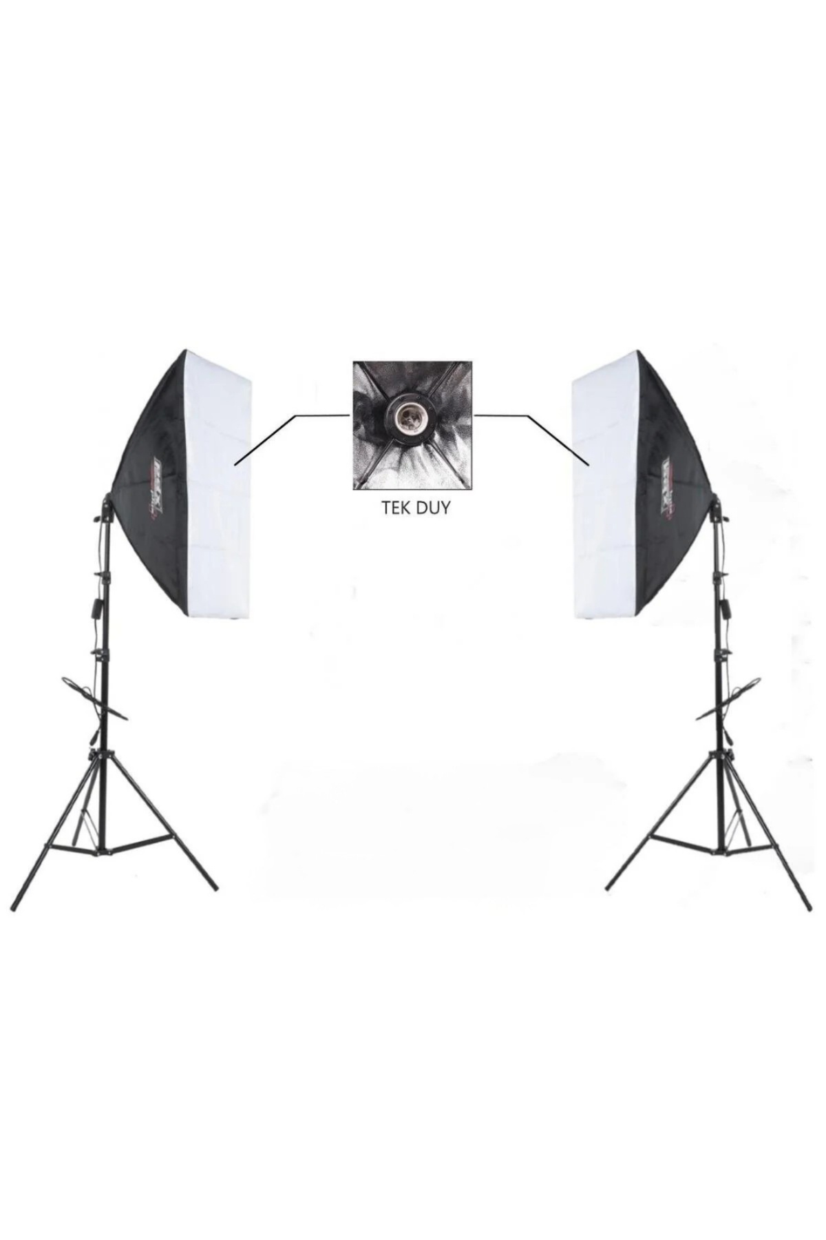 PDX İkili 50x70cm Softbox, Tek Duylu, Ayaklı Set