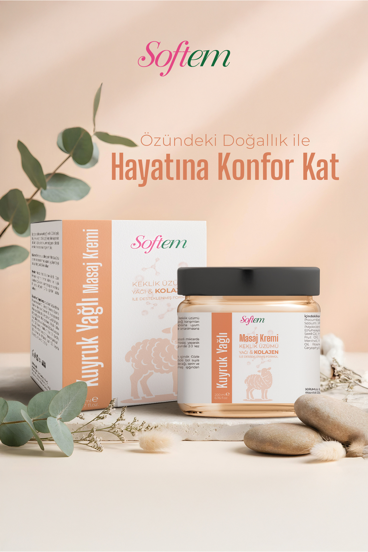 Softem Kuyruk Yağı Masaj Kremi - 200 ml Kolajen Destekli Formül — M04027