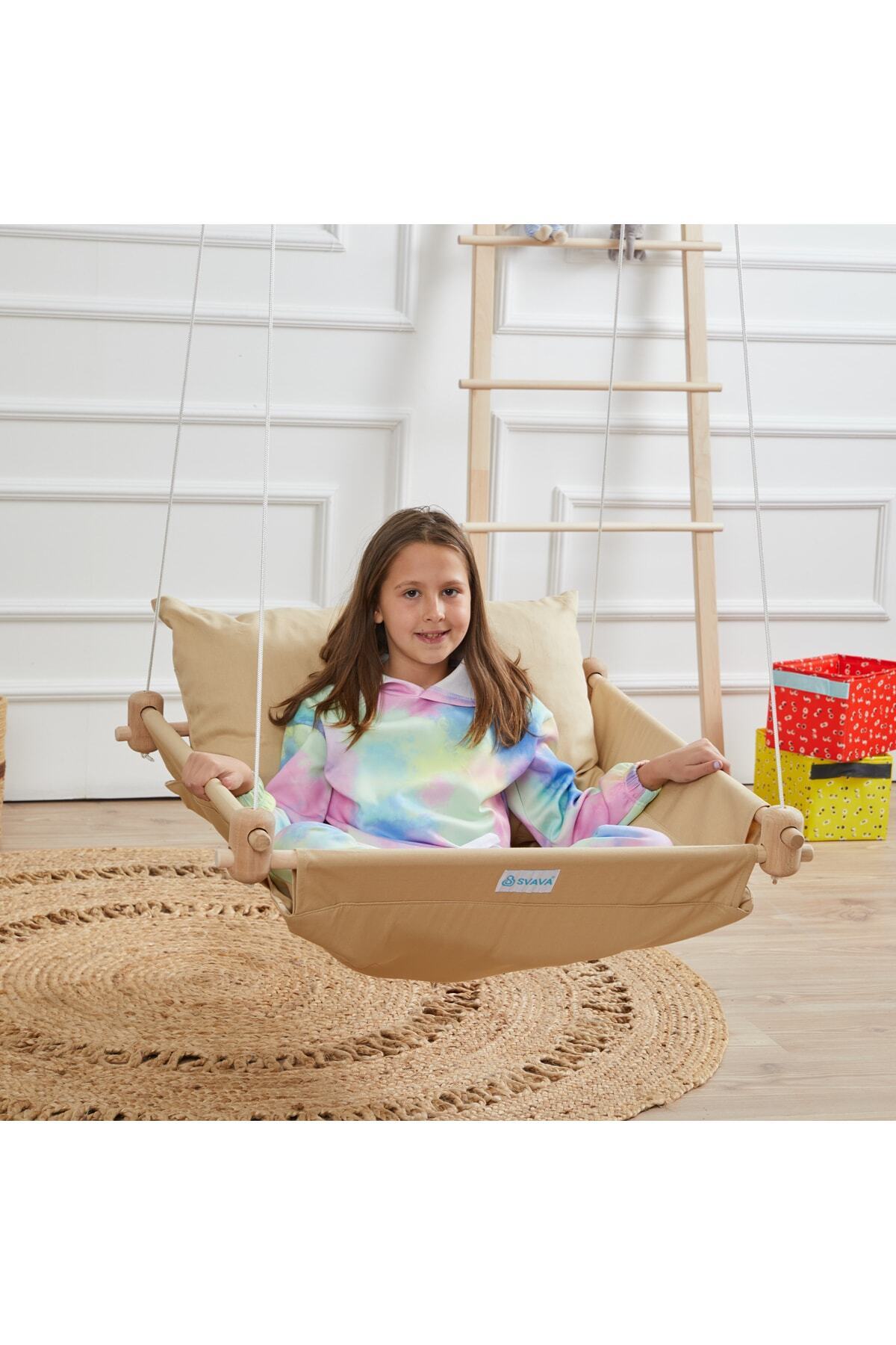 Svava Trend Çocuk Hamak Salıncak - Ev Tipi Ve Bahçe Salıncağı (BEJ) fotoğrafı 5 (önizleme)