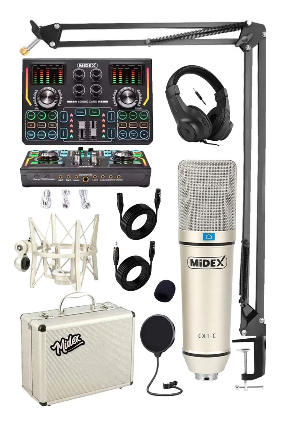 光導　SERCETセット Midex Stüdyo Ekipmanları Private Paket-3 CX2 Mikrofon VS15 Ses