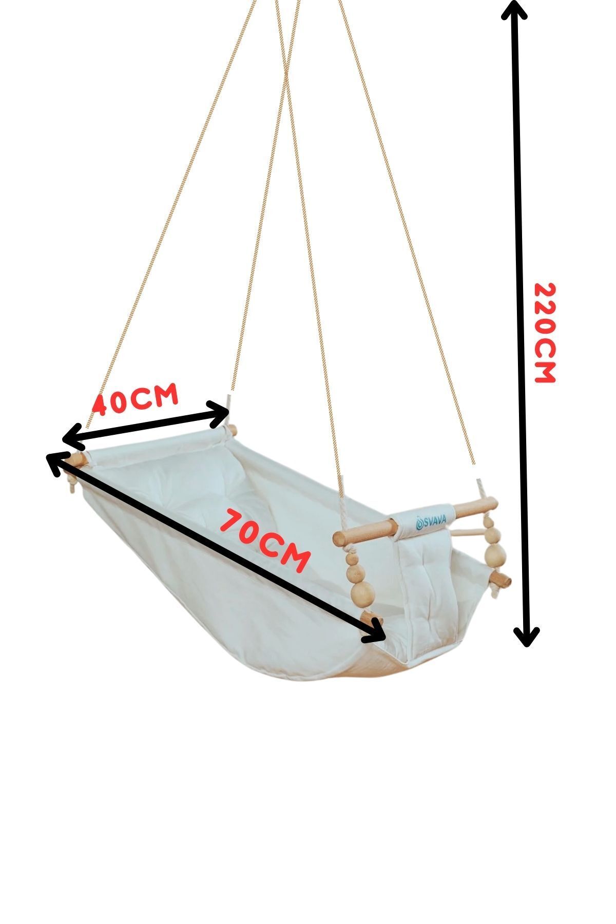 Svava Rüya Ahşap Bebek Hamak Salıncak - %100 Pamuk Ev Tipi Tavan Salıncağı (ham Kumaş) fotoğrafı 6 (önizleme)