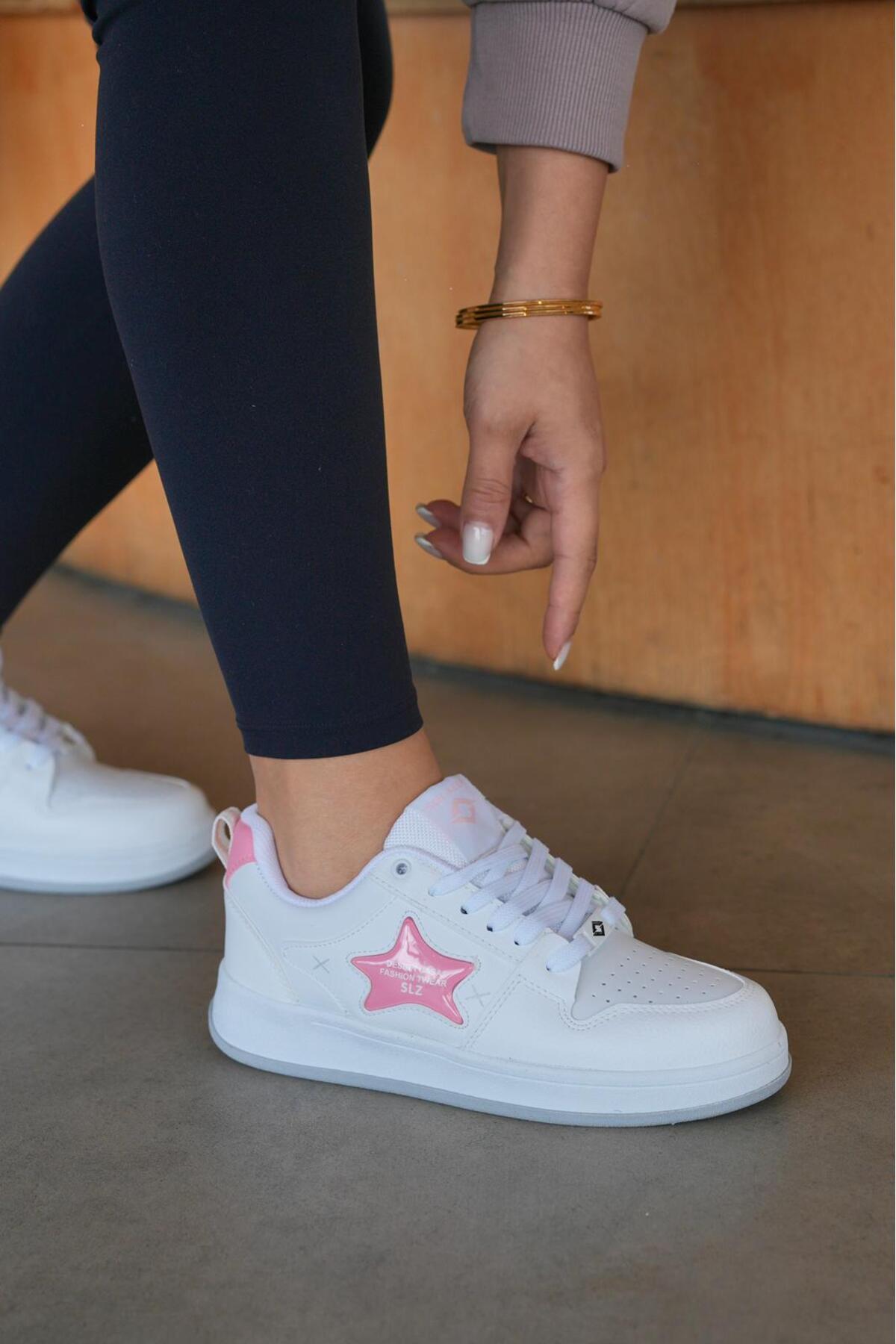 Women's White Powder Sneaker Casual Casual Sneakers 051