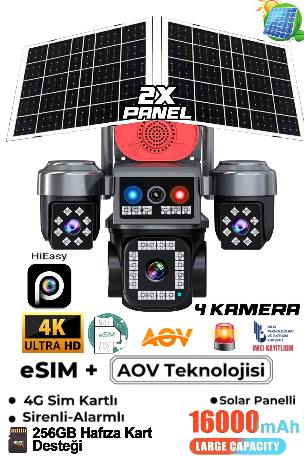 jetucuzal HiEasy APP 4Kamera 12MP 4K AOV eSİM 4G Gece Renkli Görüş