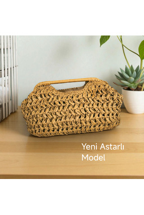 BY MİMİMU El Yapımı Rafya İp Clutch Portföy Çanta