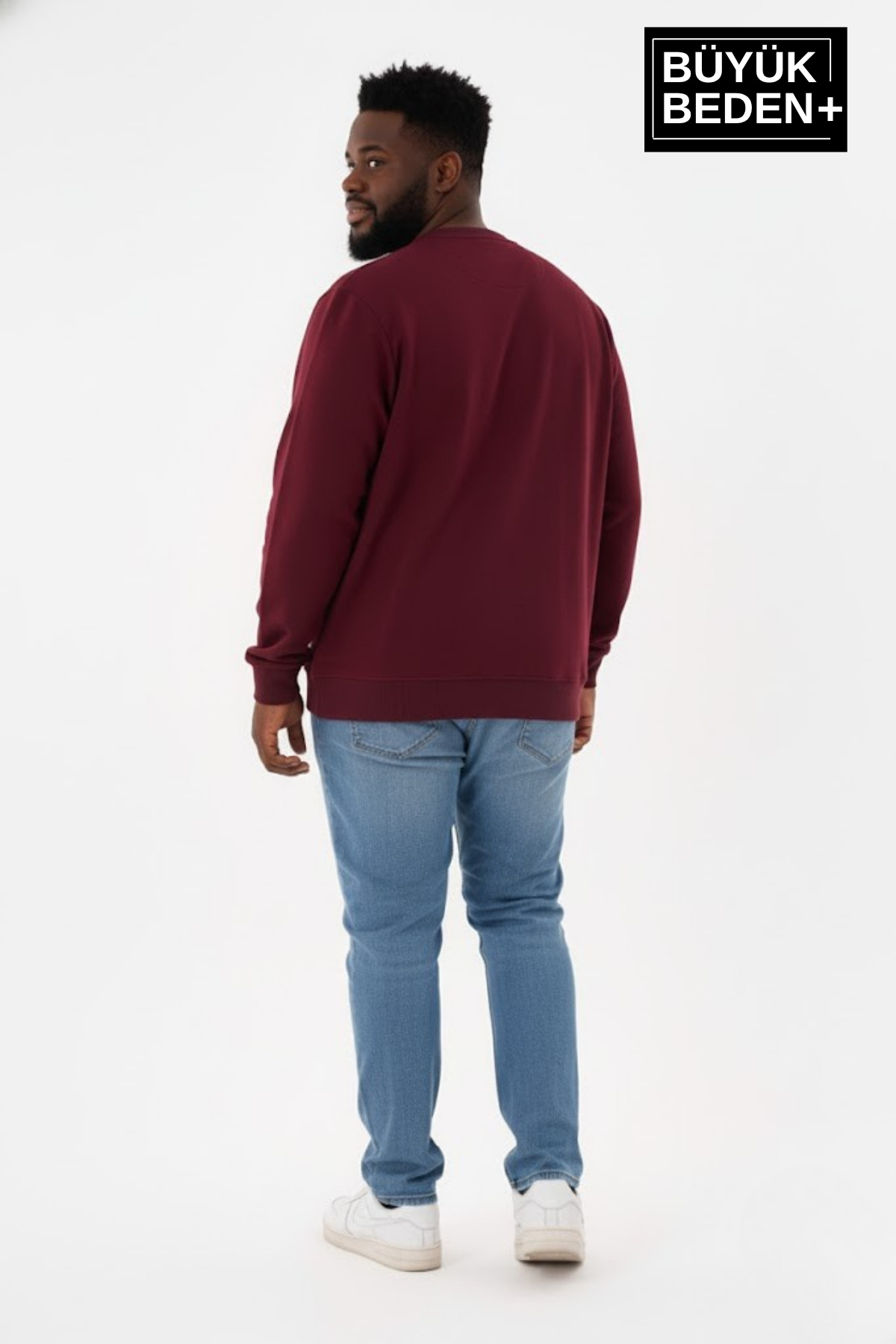 Süperlife Erkek Büyük Beden Bisiklet Yaka Kollar ve Etek Ribanalı İnce Sweatshirt SPR26BSW956 görsel 3