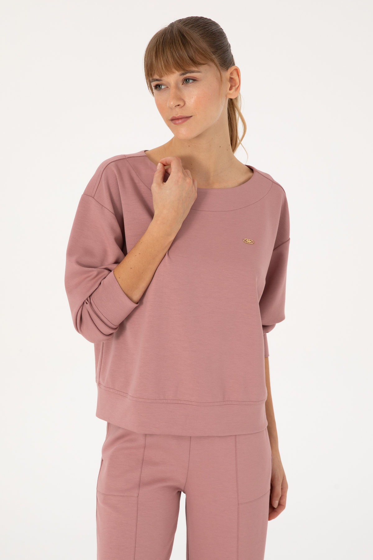 U.S. Polo Assn.  Kadın Gül Kurusu Bisiklet Yaka Sweatshirt 50314210-VR221 - Görsel 3